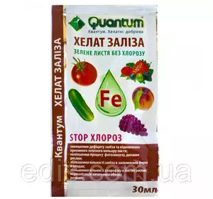 Хелат заліза, добриво для профілактики і лікування хлорозу рослин Quantum (Квантум) 30 мл (на 5 л. води) Хелат заліза, добриво для профілактики і лікування хлорозу рослин Quantum (Квантум) 30 мл (на 5 л. води)