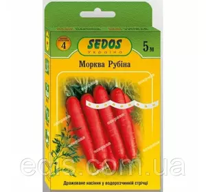 Морква Рубіна на стрічці 5 м, насіння Яскрава Морква Рубіна на стрічці 5 м, насіння Яскрава