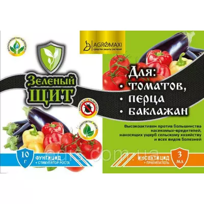 Зелений щит для томатів, перцю, баклажанів. Інсектицид+ фунгіцид+ прилипач+ стимулятор росту