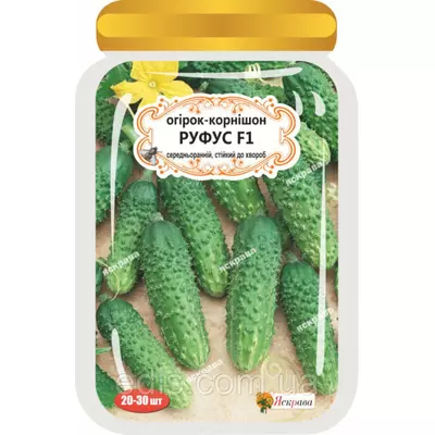 Огірок корнішон Руфус F1(20-30 шт.) дражоване насіння Яскрава